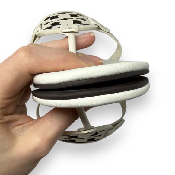 Tory Burch Soft Leather Miller Thong Sandal White 9.5 Women’s - Picture 5 of 11